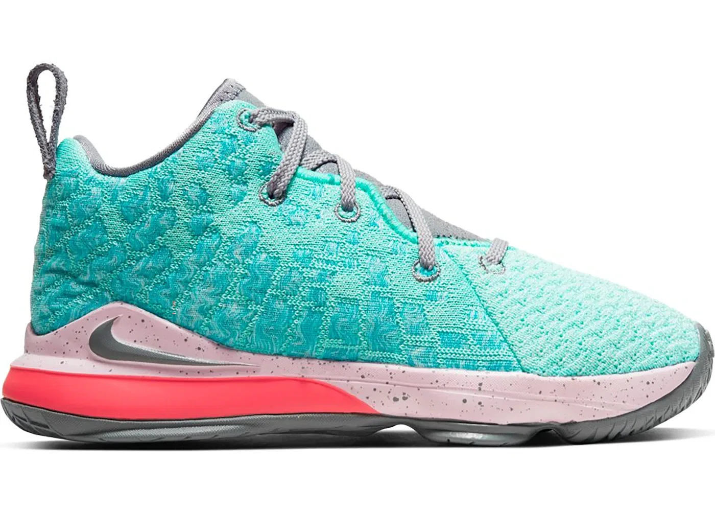 Детские кроссовки для мальчиков с длинным шнурком Nike LeBron 17, Light Aqua/Particle Grey