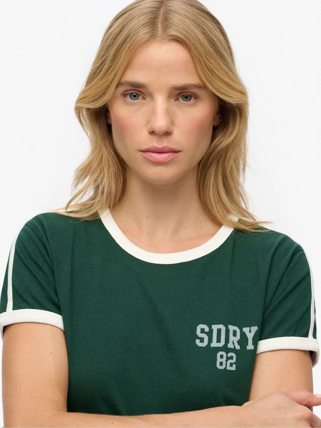 Футболка с контрастными полосками Athletic Essentials Side Stripe Superdry, зеленый — фото 4