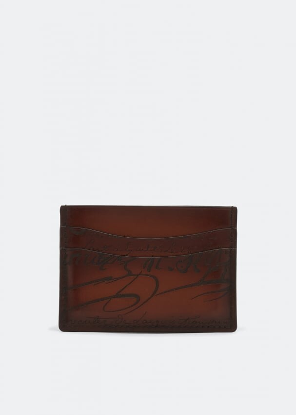 

Картхолдер BERLUTI Bambou Scritto leather card holder, коричневый