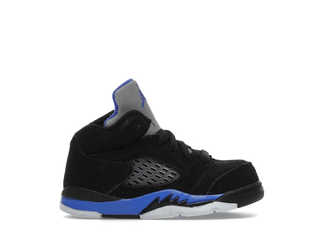 Детские кроссовки с сетчатыми вставками Jordan 5 Retro Jordan, Black/Racer Blue-Reflective Silver