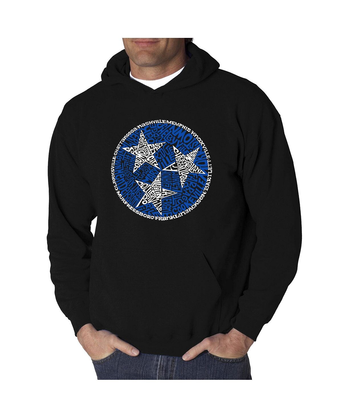 

Мужская толстовка с капюшоном tennessee tristar word art LA Pop Art, черный