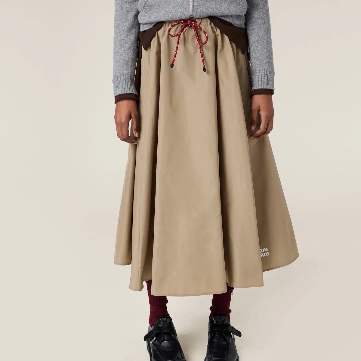 Женская длинная юбка в стиле кэжуал MIU MIU, Khaki — фото 4