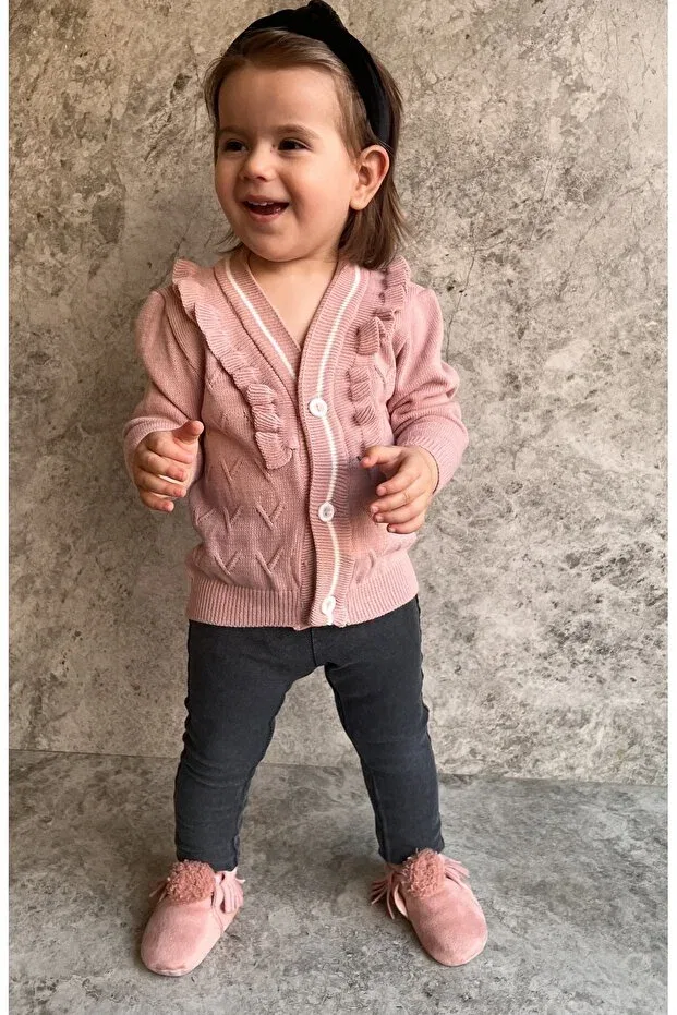 Детский кардиган для девочек с рюшами Becol Baby, Rose Brown