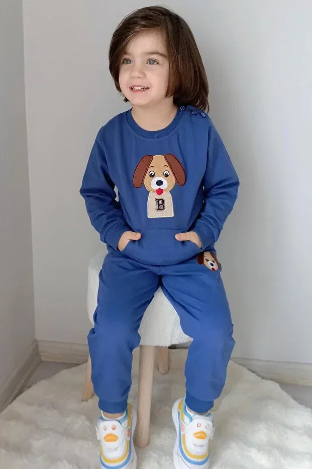 Детский спортивный комплект для мальчиков с принтом щенка Breeze, Indigo