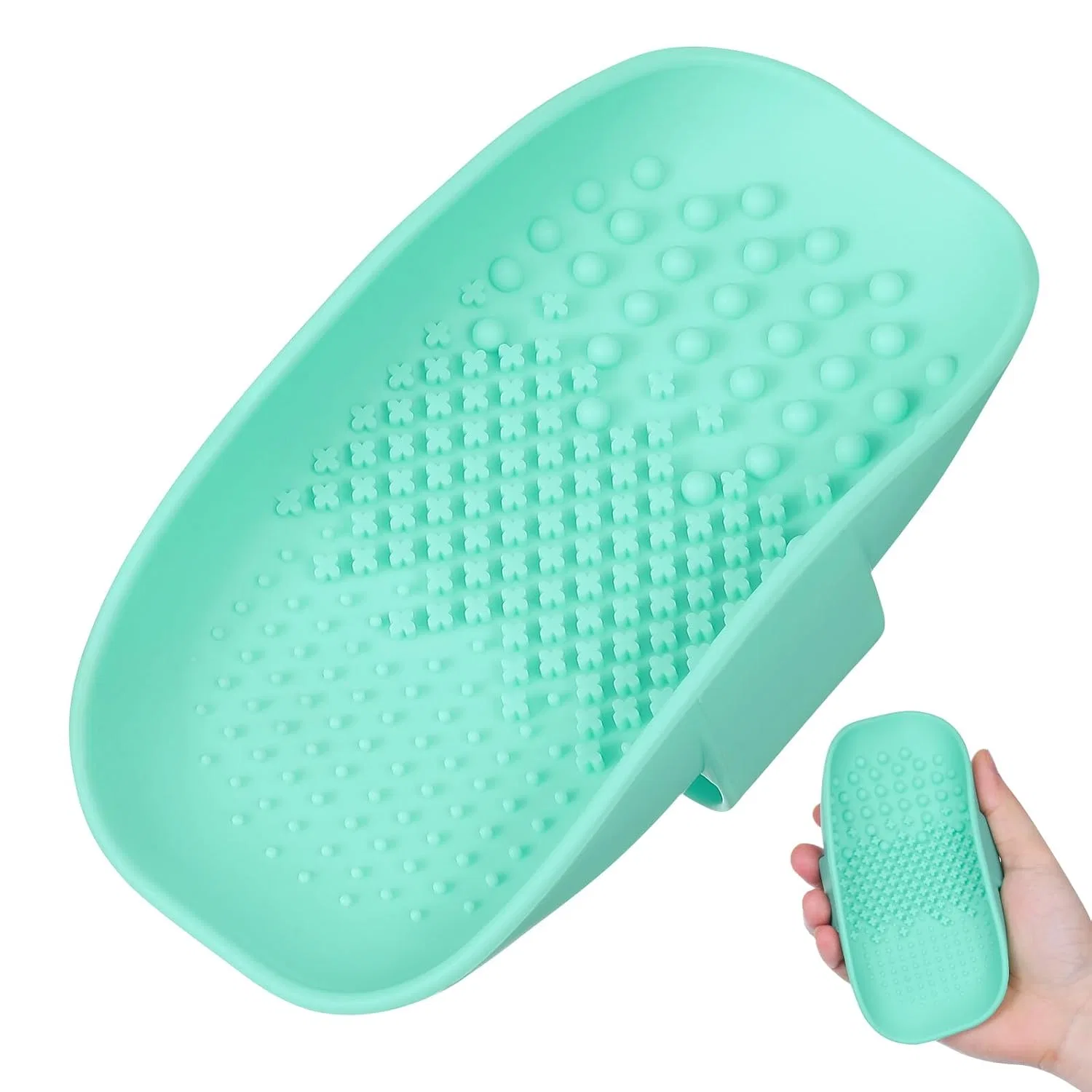 Щетка для очистки кистей Silicone Brush Cleaning Pad, NUOBESTY, 1 шт, 15.2x9x3 см, Зеленый