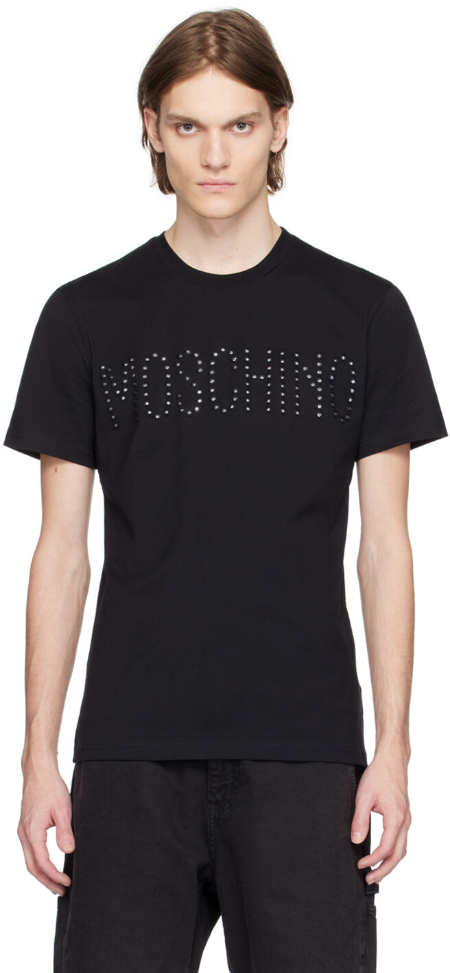 

Черная футболка с вышивкой Moschino, Черный, Черная футболка с вышивкой Moschino