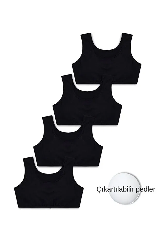 Детское белье для девочек хлопковое комплект из 4 предметов Panfilia, Black-Black
