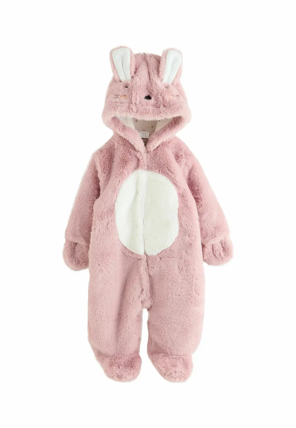 Детский комбинезон с капюшоном из искусственного меха Next, Pink Embroidered Bunny
