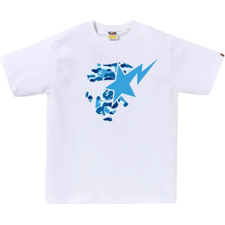 Детская футболка с принтом A BATHING APE SS26, White Blue