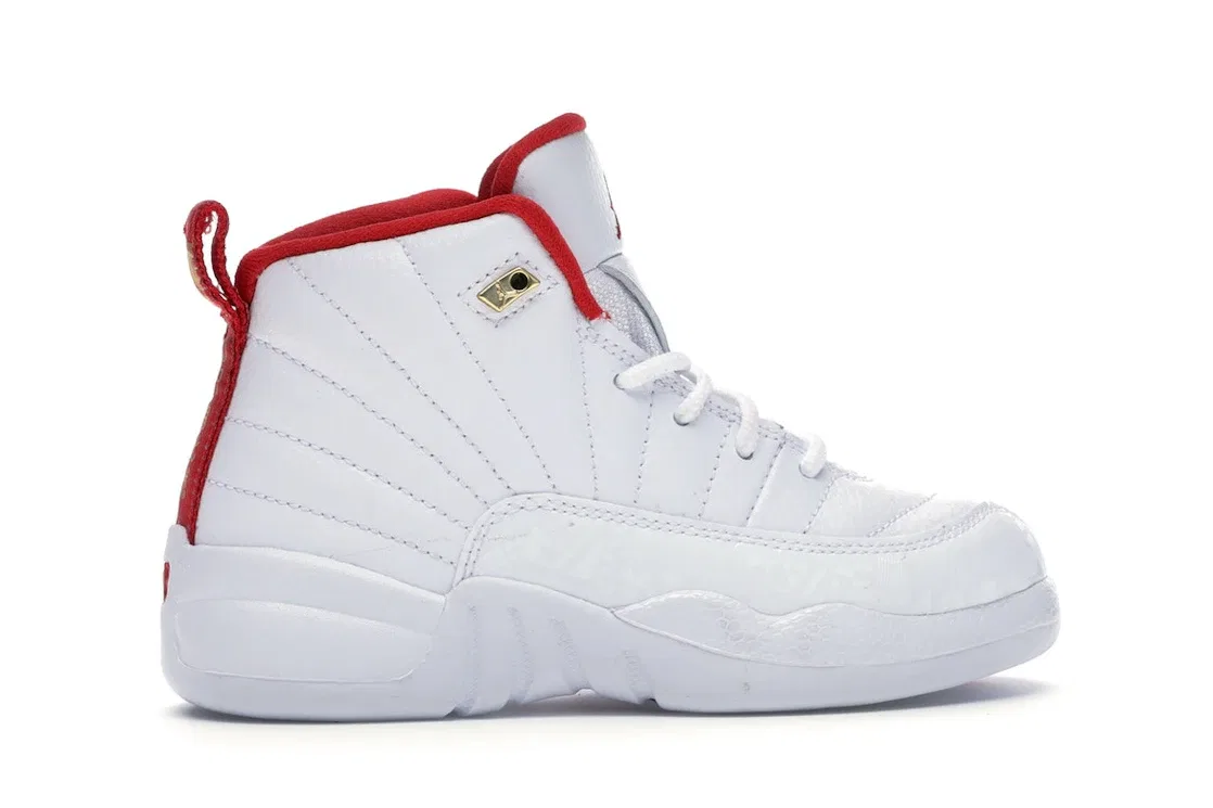 Детские кроссовки Jordan 12 Retro FIBA 2019 PS, White/University Red-Metallic Gold