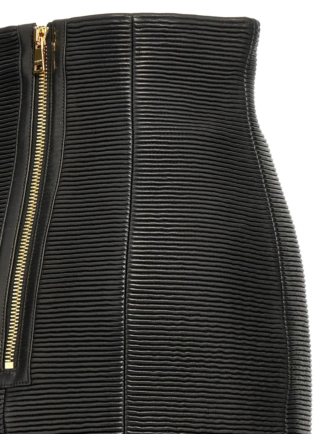 Кожаная юбка Balmain, черный — фото 2
