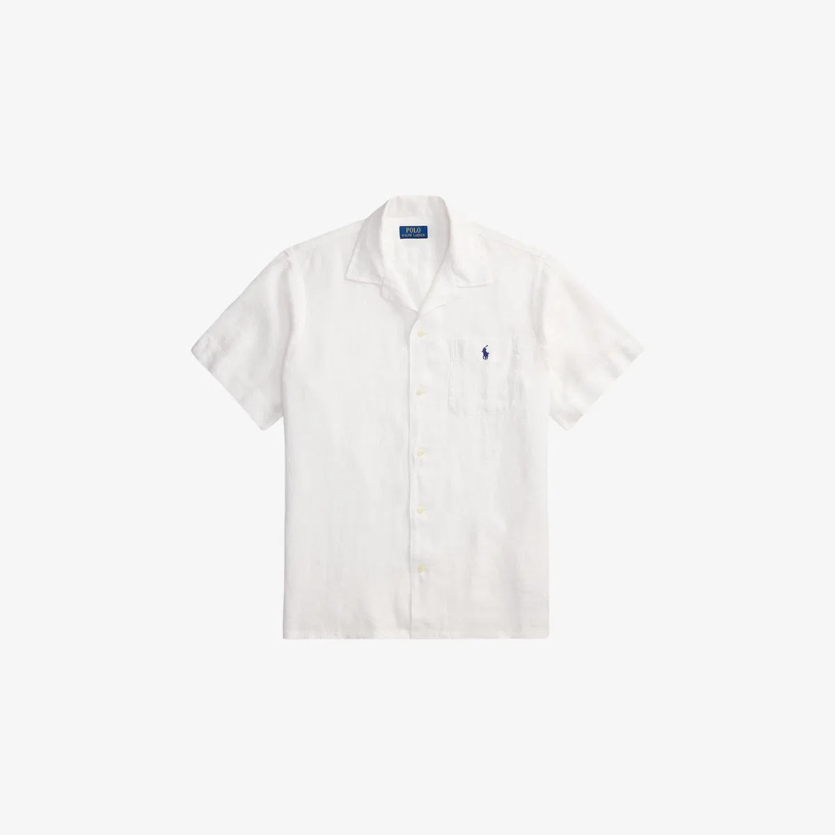 Льняная рубашка с воротником-стойкой и вышитым логотипом Polo Ralph Lauren, белый