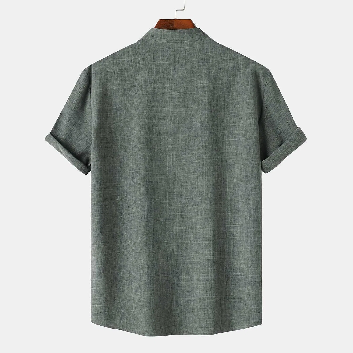 Мужская футболка свободного кроя из льна, Army Green — фото 4