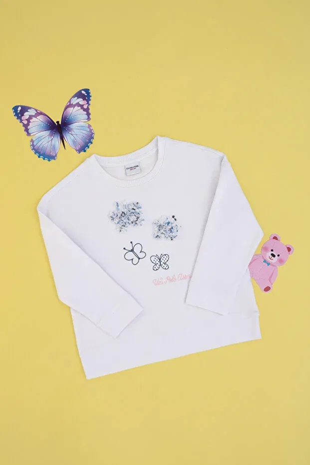 Детские свитшот для девочек хлопковый U.S. Polo Assn., White — фото 3