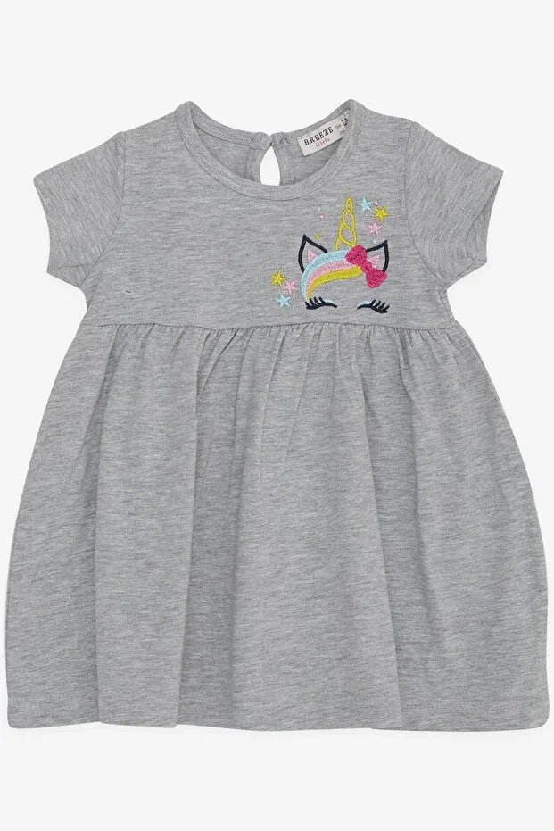 Детское платье для девочек с вышивкой Unicorn embroidered Breeze, Gray Melange — фото 3