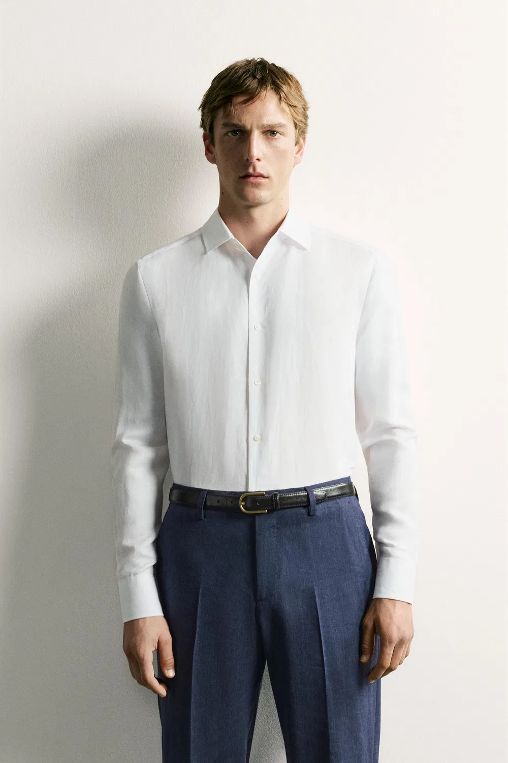 Рубашка из льна и лиоцелла, стандартного кроя. ZARA, White — фото 2