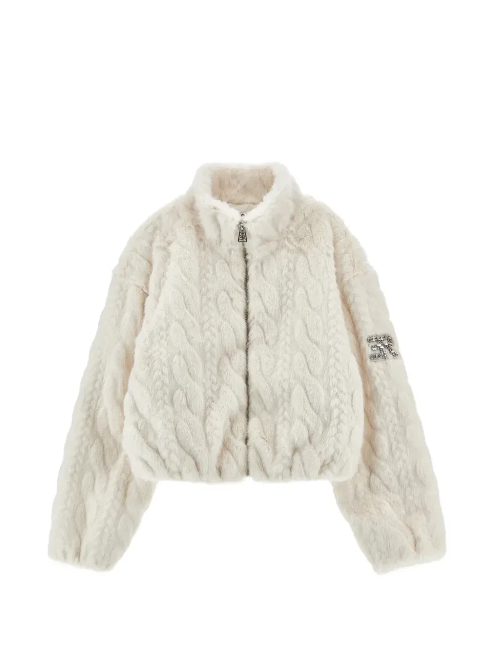 Вязаная косичкой куртка Ermanno Scervino Junior, бежевый