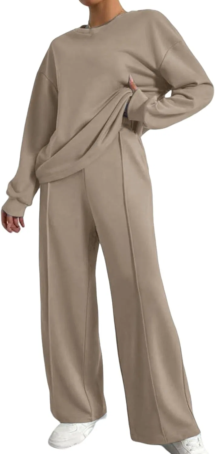 Женский спортивный комплект из свитшота и брюк Oversized, хаки