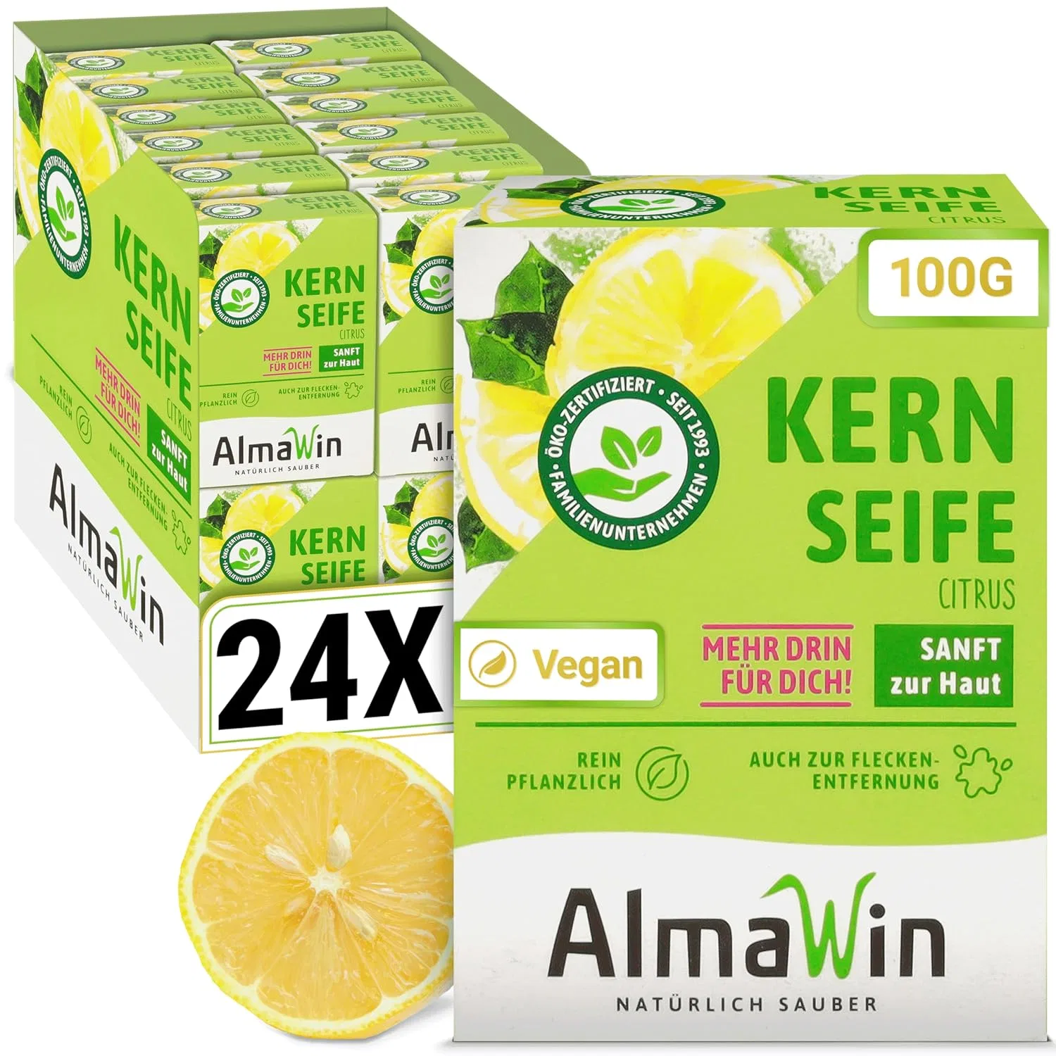 Мыло твердое Lemon, AlmaWin, 24 x 100 г, Белый