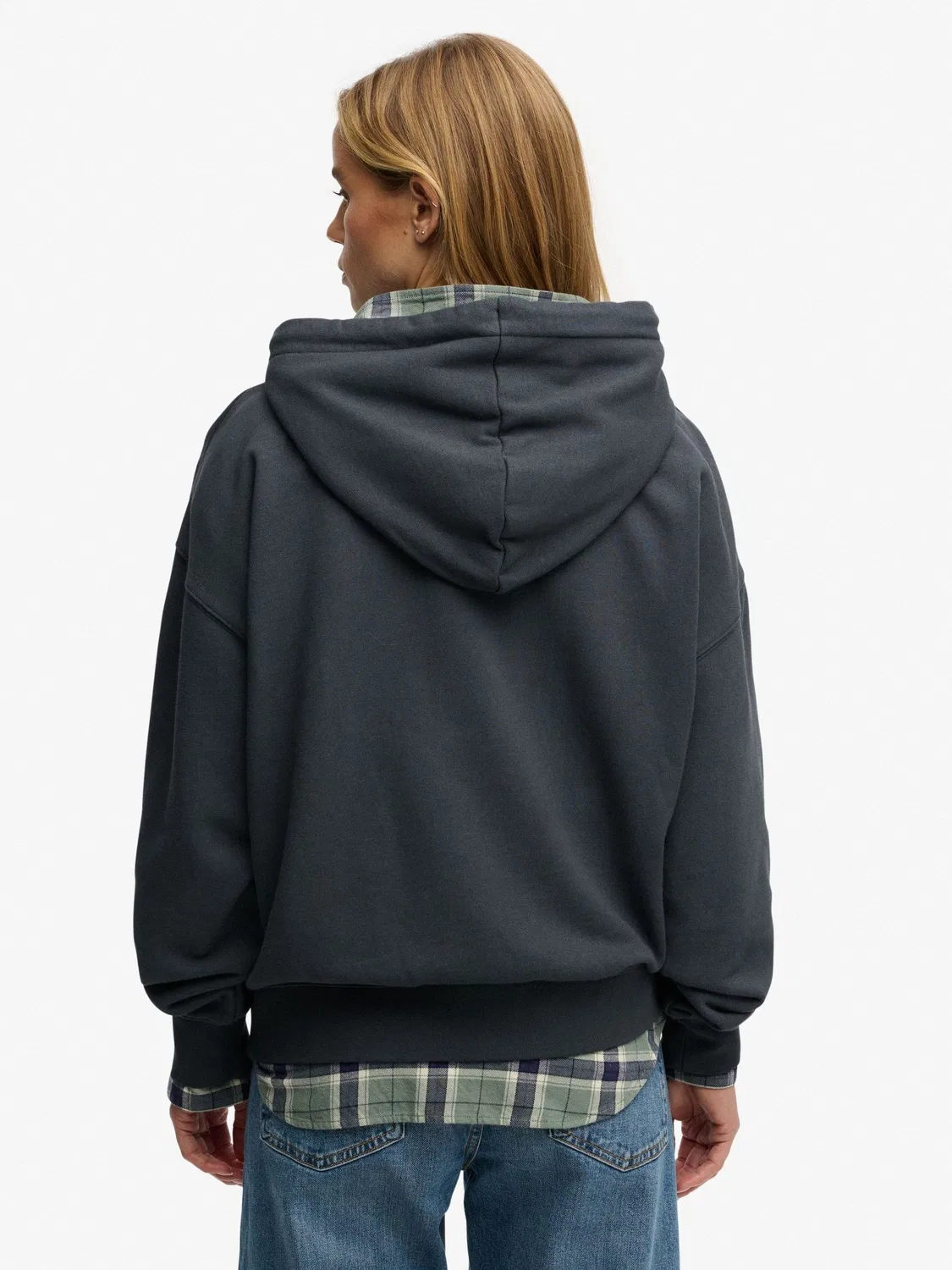 Худи свободного кроя, с вышивкой Superdry, синий — фото 2