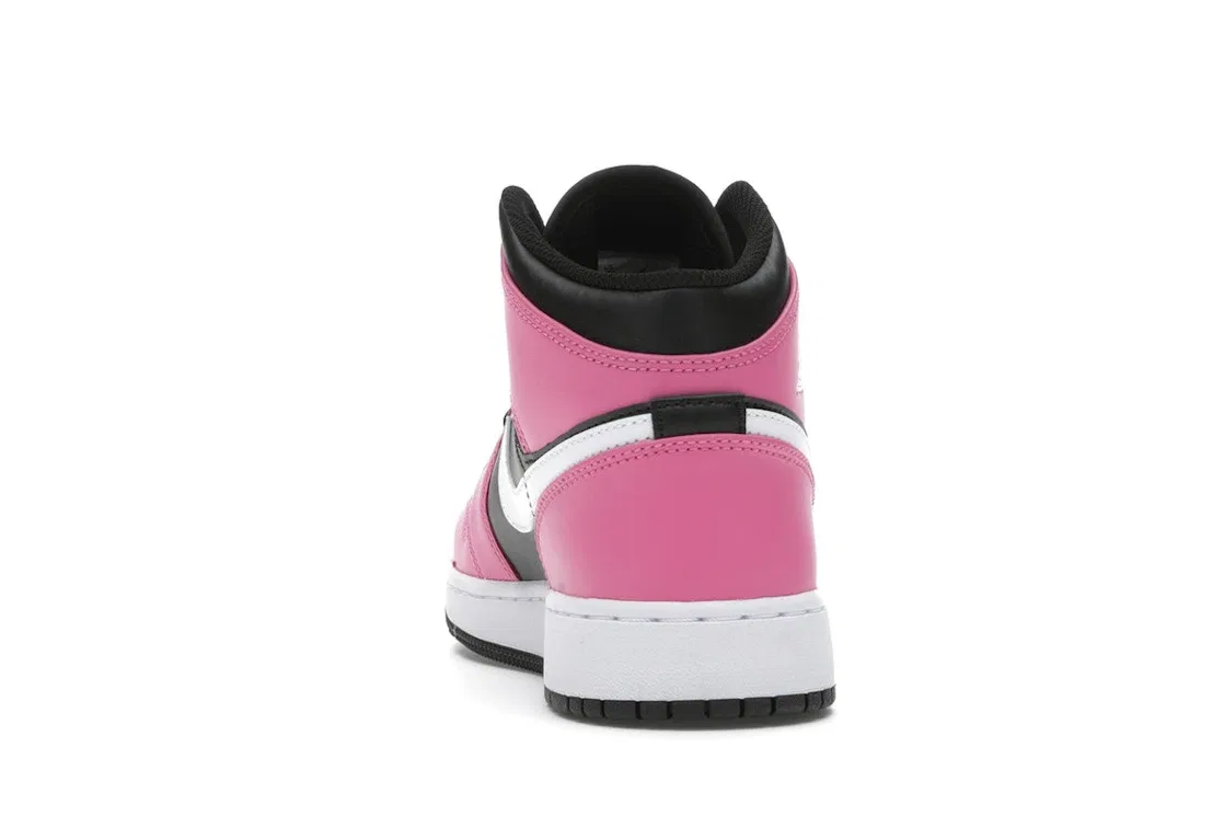 Детские кроссовки с кожаным верхом Jordan 1 Mid Jordan, Black/White-Pinksicle — фото 4