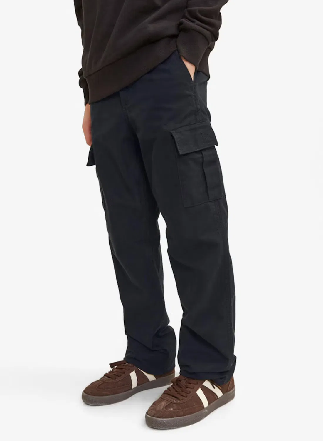 Брюки карго с карманами черные Jack & Jones Junior, черный