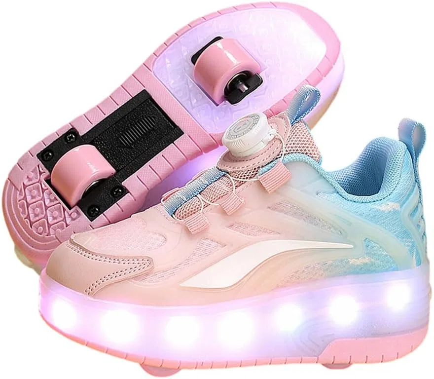 Детские роликовые кроссовки с выдвижными колесами ZYANLING, Pink Sky Blue