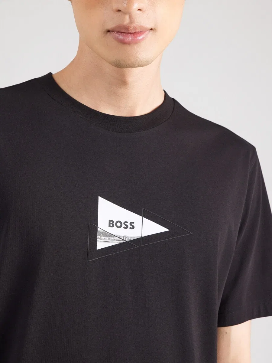 Футболка BOSS Network Photo черного цвета — фото 3