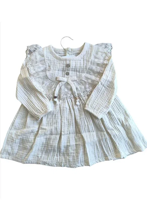 Детское платье для девочек хлопковое Laura baby Minicix, Beige — фото 4