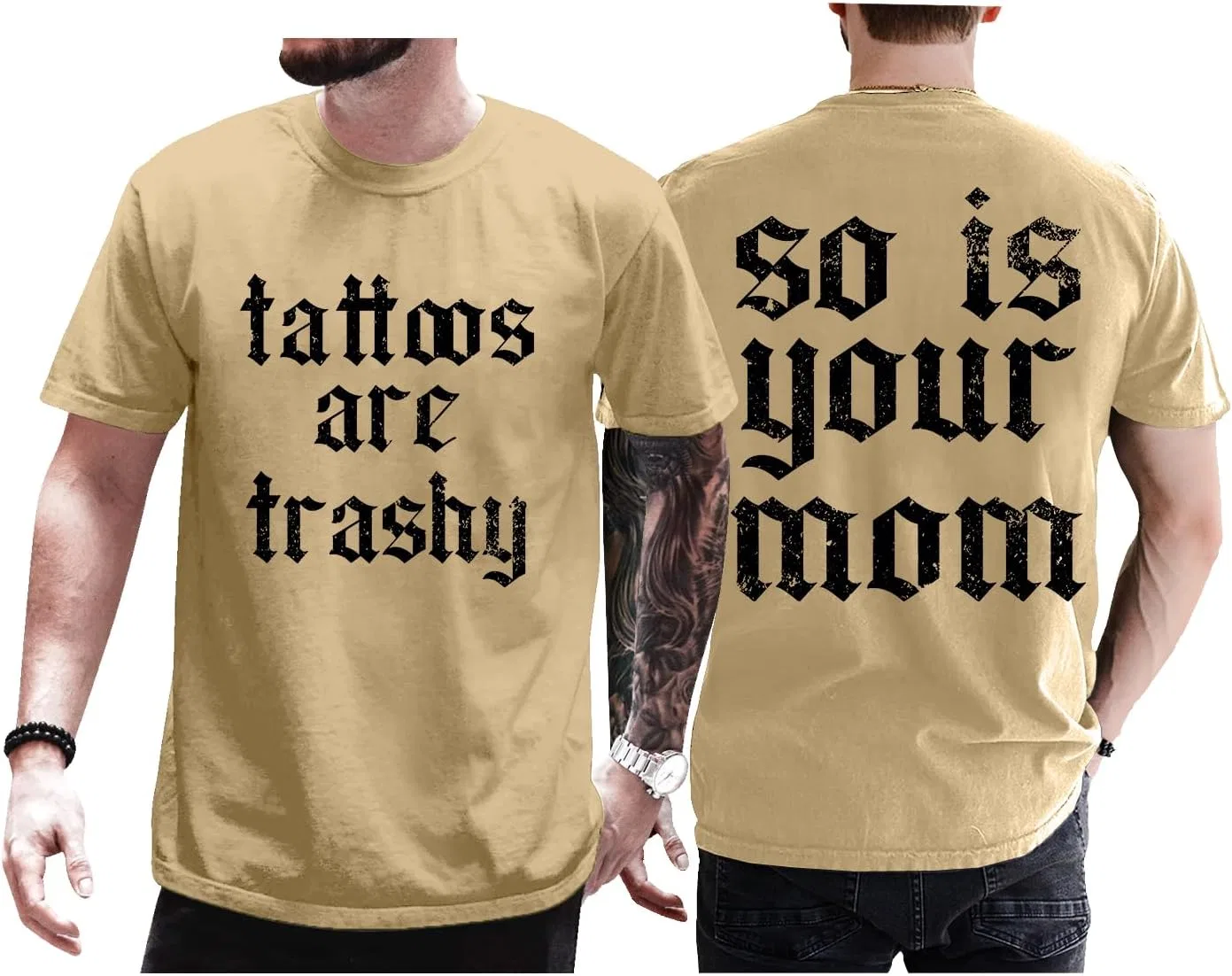 Женская футболка с принтом Letter Print Modern/Fitted, Khaki — фото 4