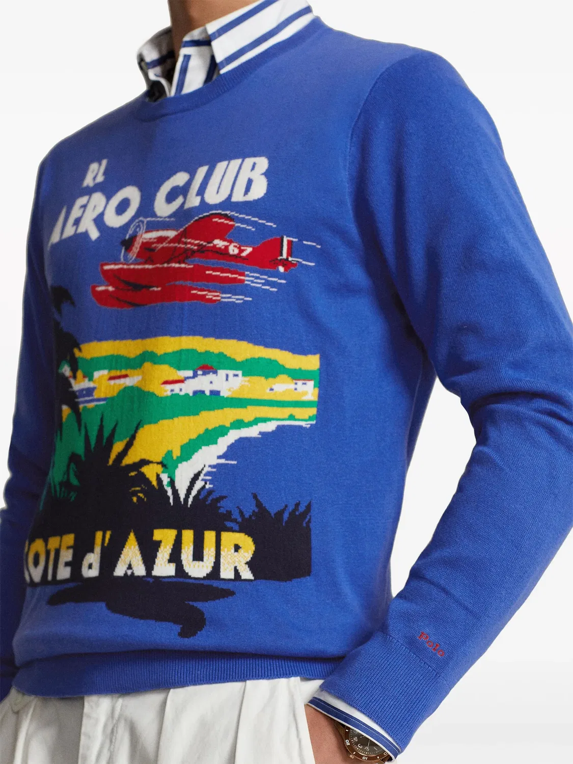 Хлопковый джемпер с интарсией Polo Ralph Lauren, кобальтовый — фото 2