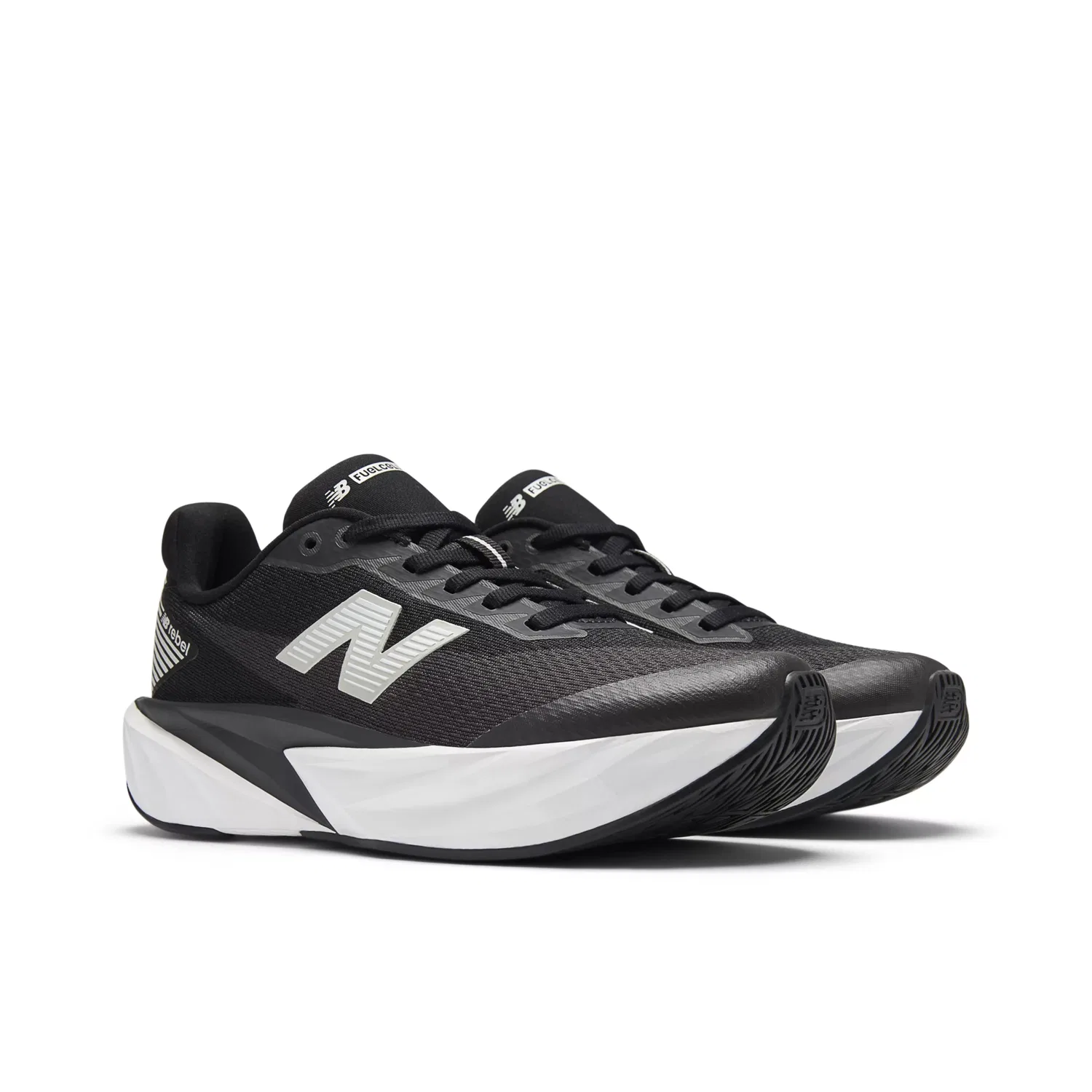 Детские кроссовки на шнуровке с пеноматериалом FuelCell Rebel New Balance, Black With White — фото 2
