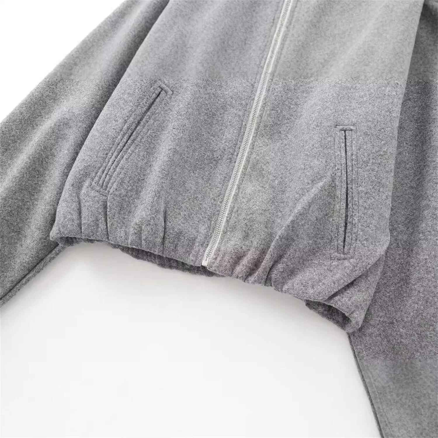 Женская куртка-бомбер с молнией Fashion Short Bomber Jackets, Grigio — фото 4