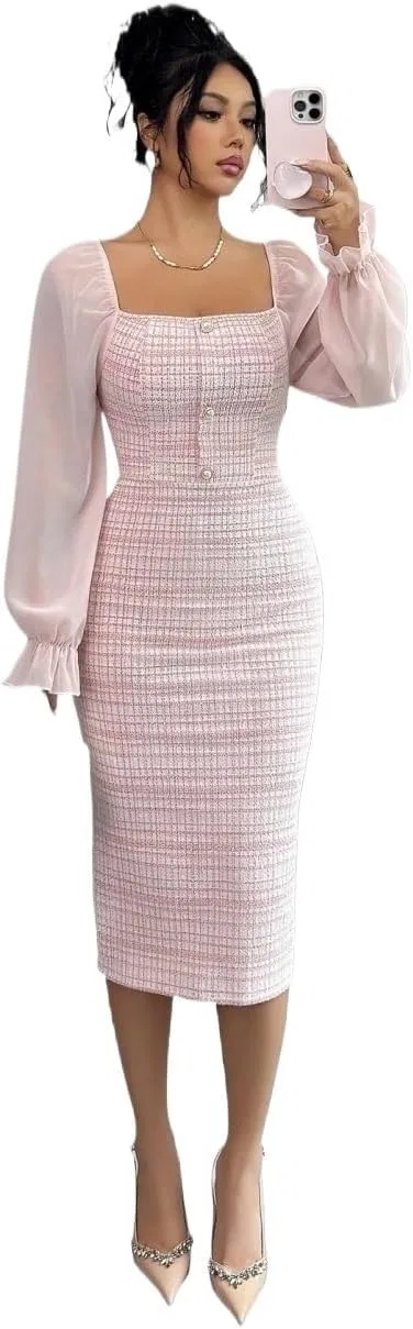 Женское летнее мини-платье с воротником Chiffon, Pink