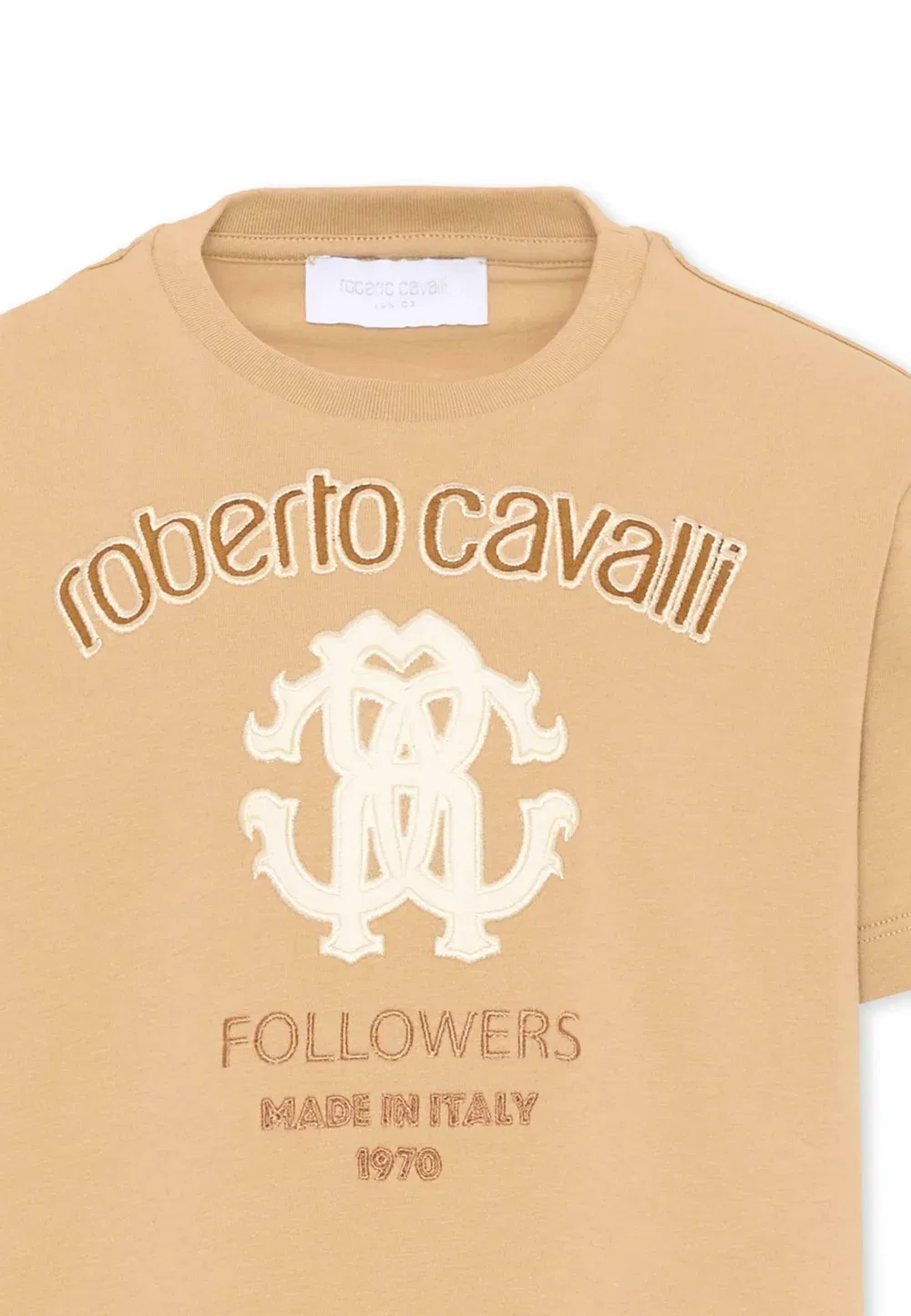 Футболка унисекс - футболка с принтом Roberto Cavalli Junior, Beige — фото 3