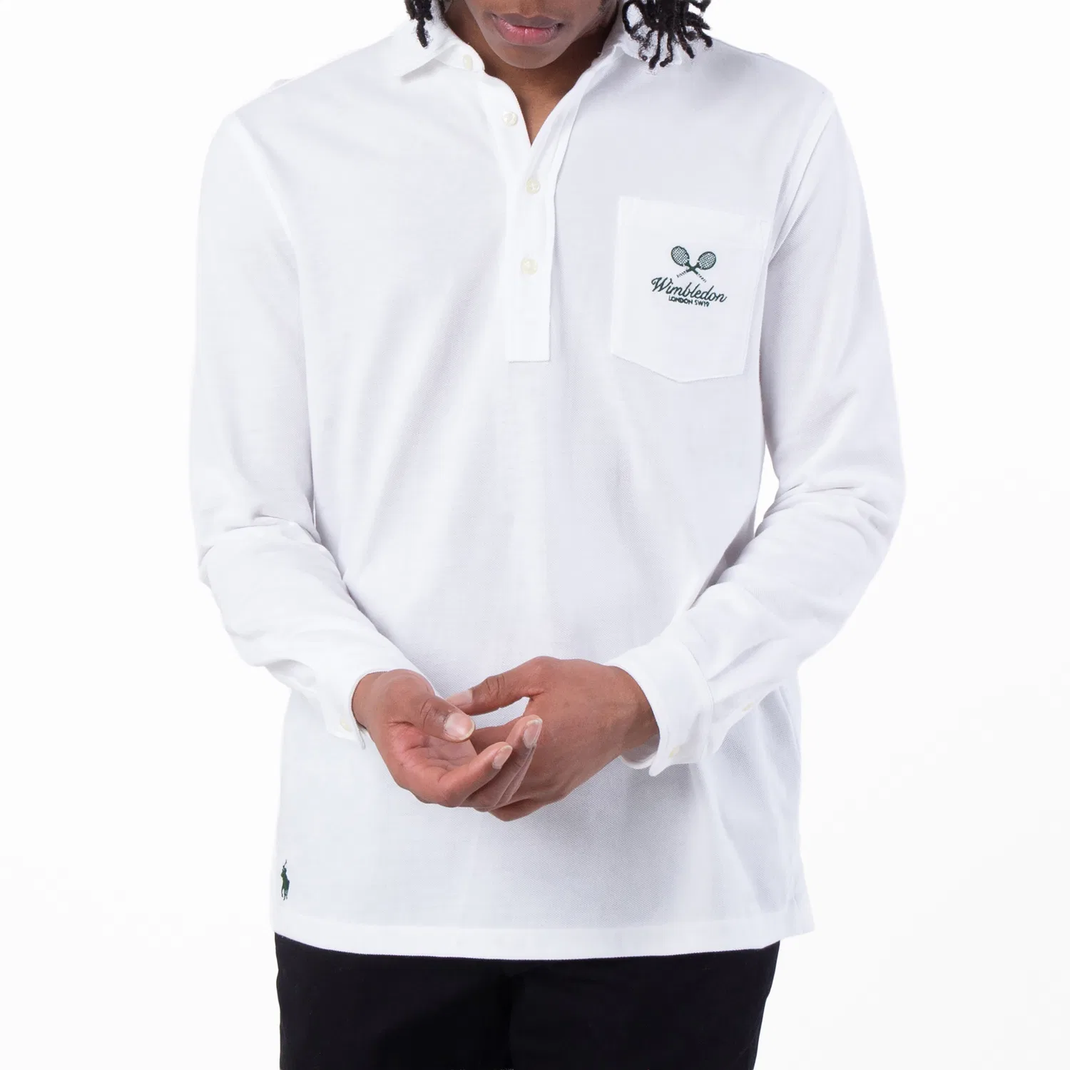 Поло с длинным рукавом Wimbledon Classic Fit Mesh Polo Shirt Polo Ralph Lauren, White