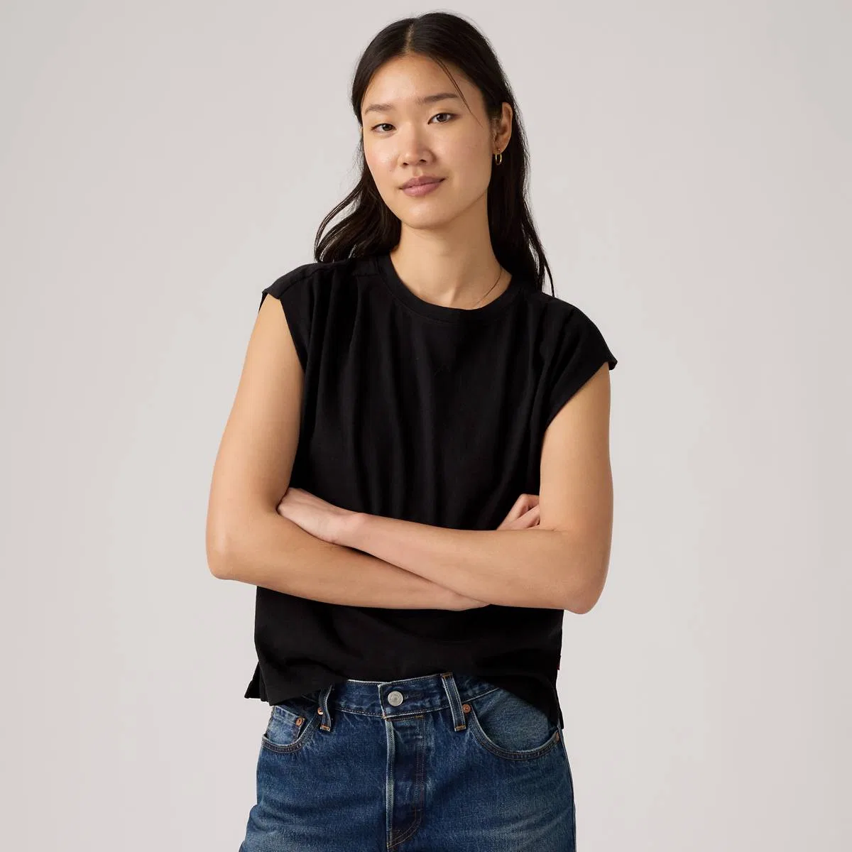 Плиссированная майка-борцовка Levi's, Anthracite Night - Black