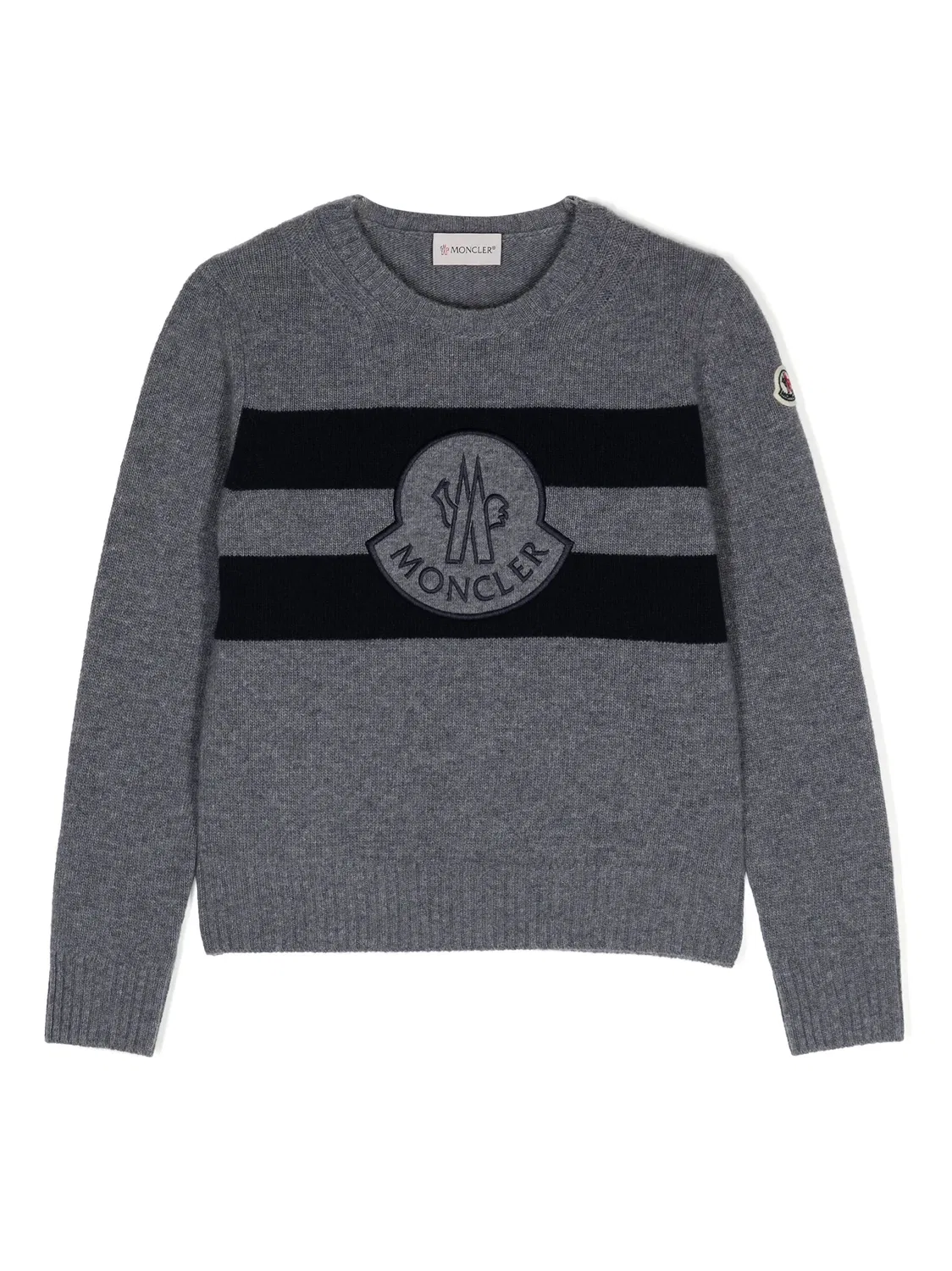 Свитер изVirgin Wool с Вышитым Логотипом Moncler, серый