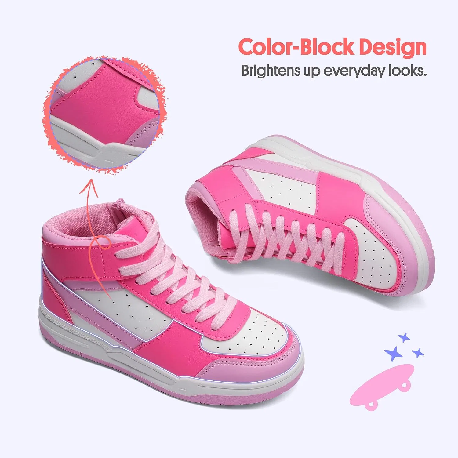 Детские кроссовки для девочек с принтом Classic Sneakers FabKids, Rose Red — фото 3