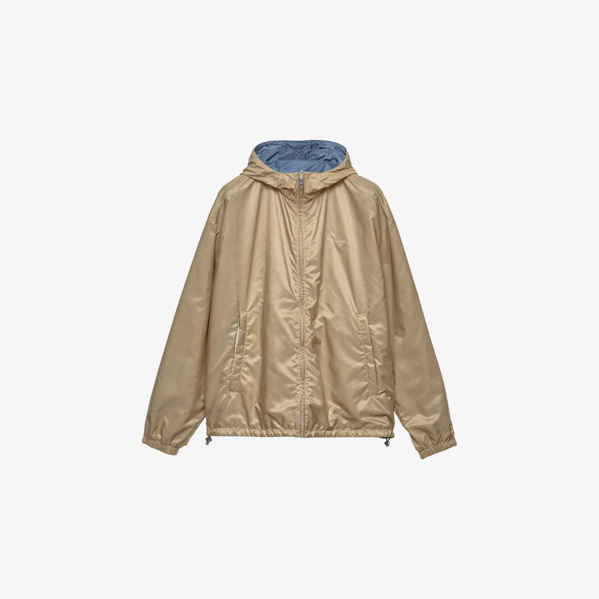 Двусторонняя куртка-ветровка из нейлона с капюшоном Prada, коричневый