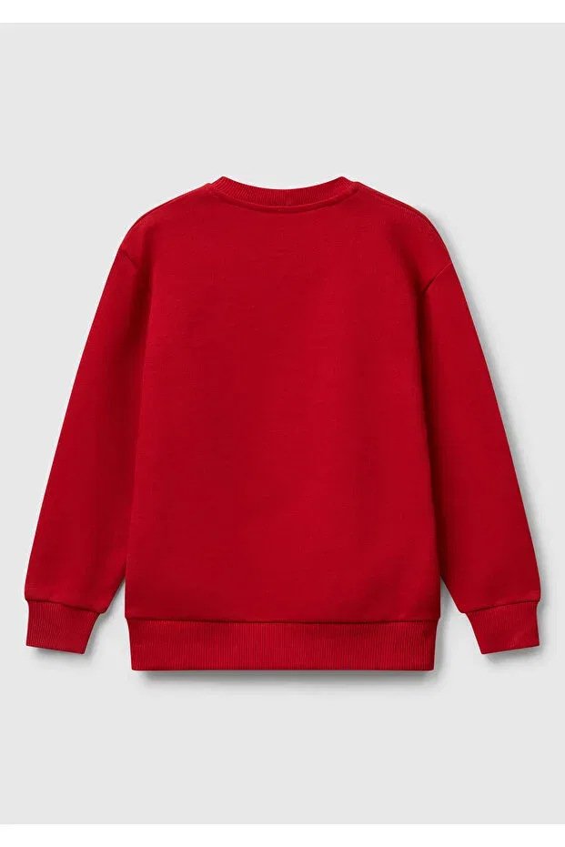 Детские свитшот для мальчиков с принтом Relaxed Fit United Colors Of Benetton, Red — фото 2