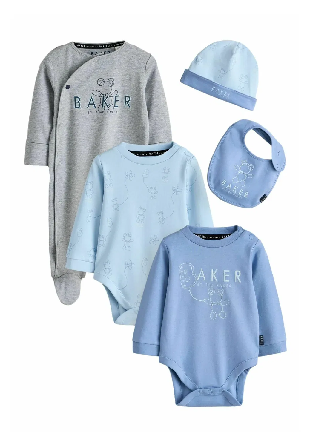 Комплект из 5 предметов: пижама, боди, шапочка и нагрудник Baker By Ted Baker, Blue