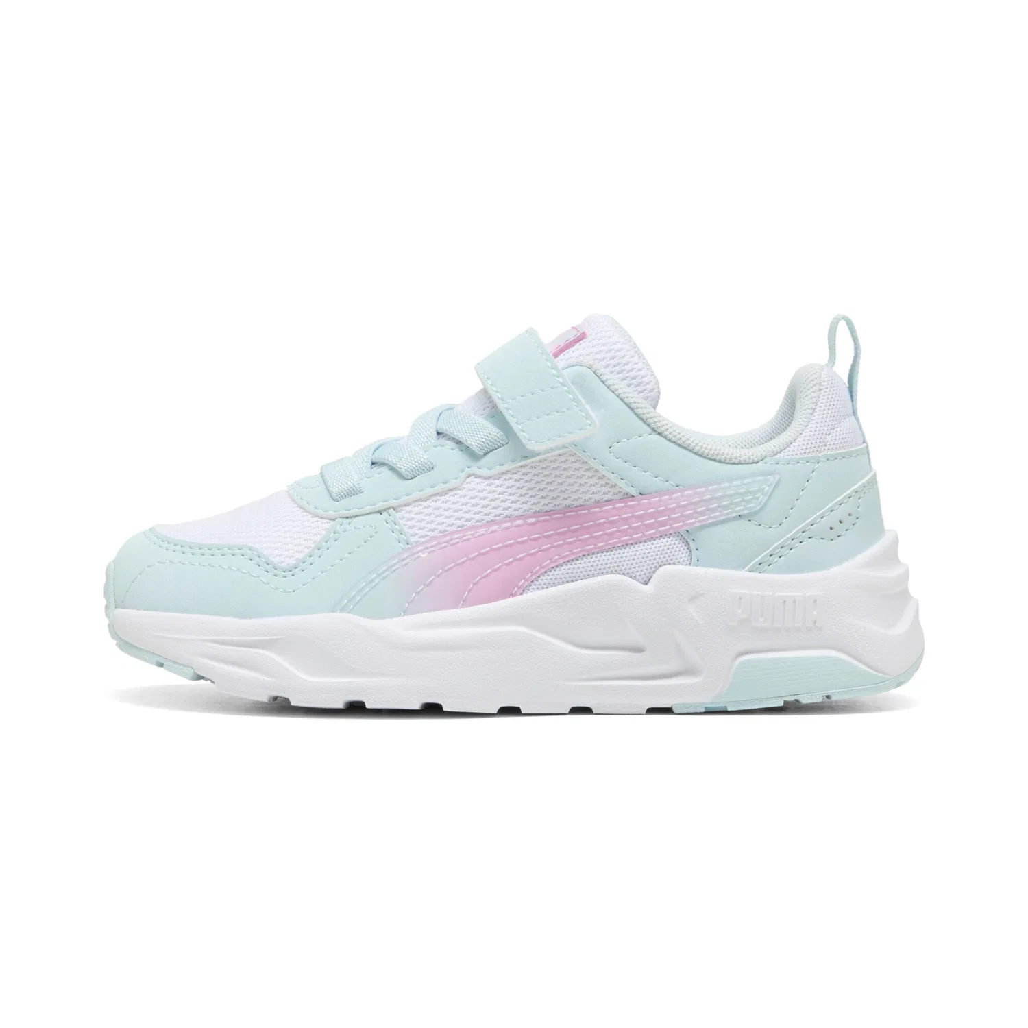 Детские текстильные кроссовки TRINITY 2 LT FADED GLOW AC PS PUMA, White-Aqua Glow-Mauve Glow — фото 2