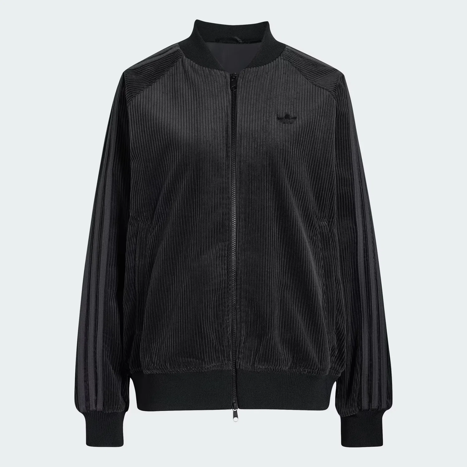 Женская куртка-олимпийка оверсайз из вельвета SST Adidas Originals, черный — фото 4