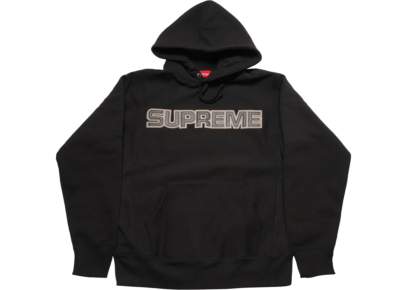 Мужская худи с кожаной аппликацией Supreme Perforated Leather Hooded Sweatshirt, Black