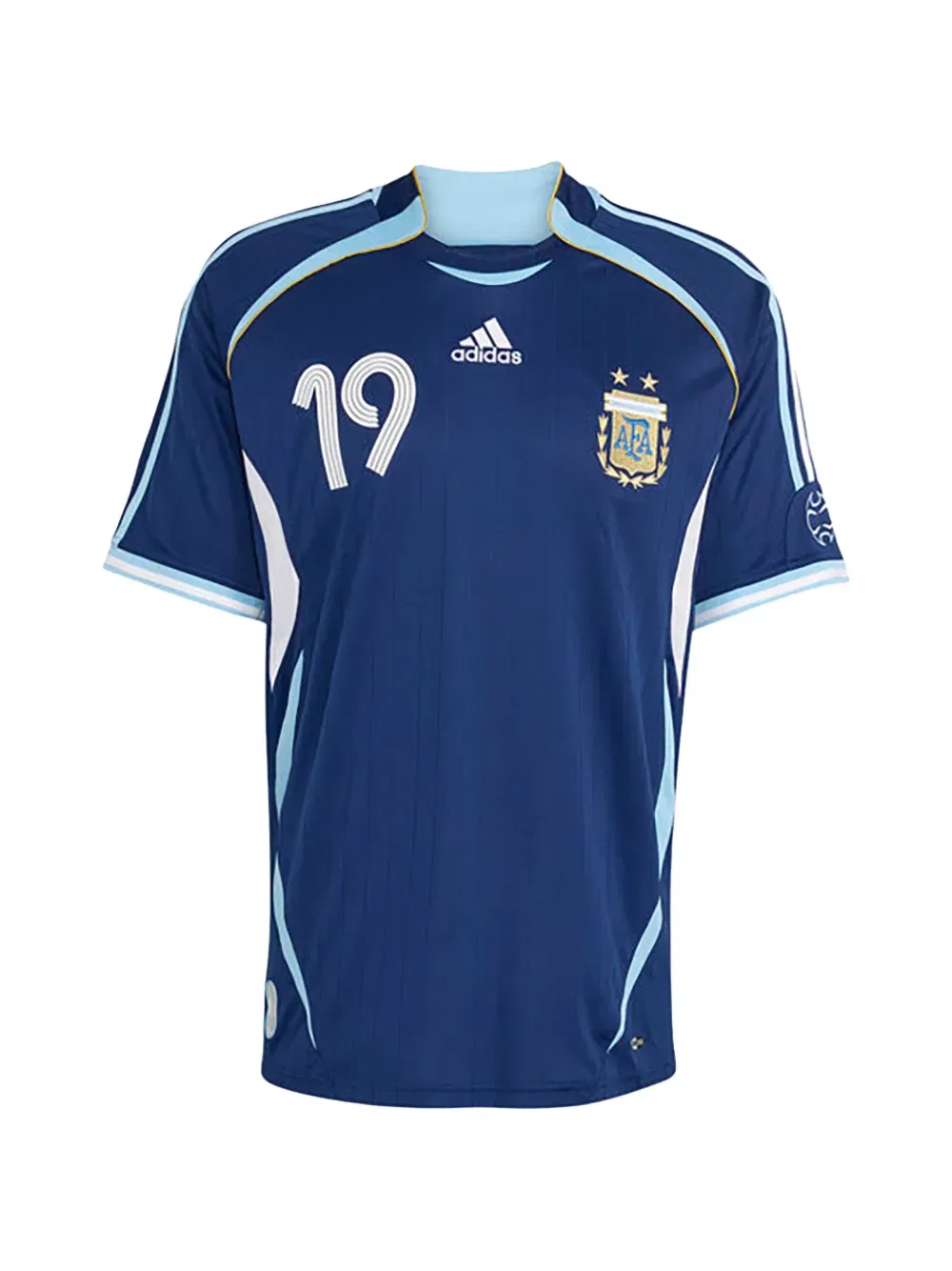 Аргентина, выездная форма, 2006 год, футболка Месси с номером 19 Adidas, синий