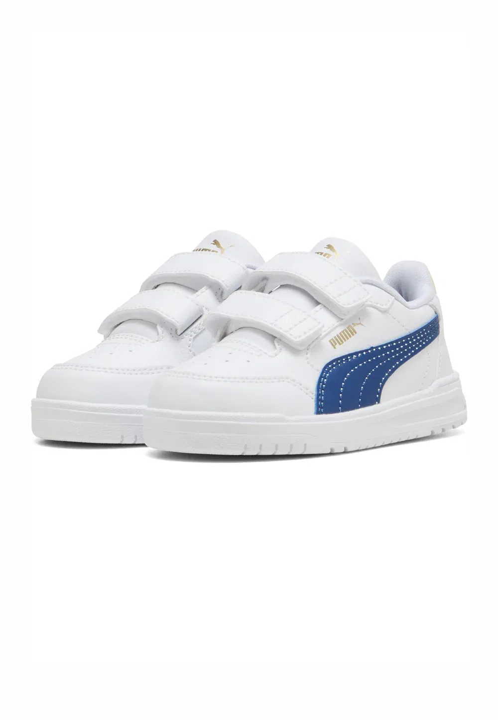 Кроссовки - детская обувь Puma, White-Clyde Royal- Gold — фото 2