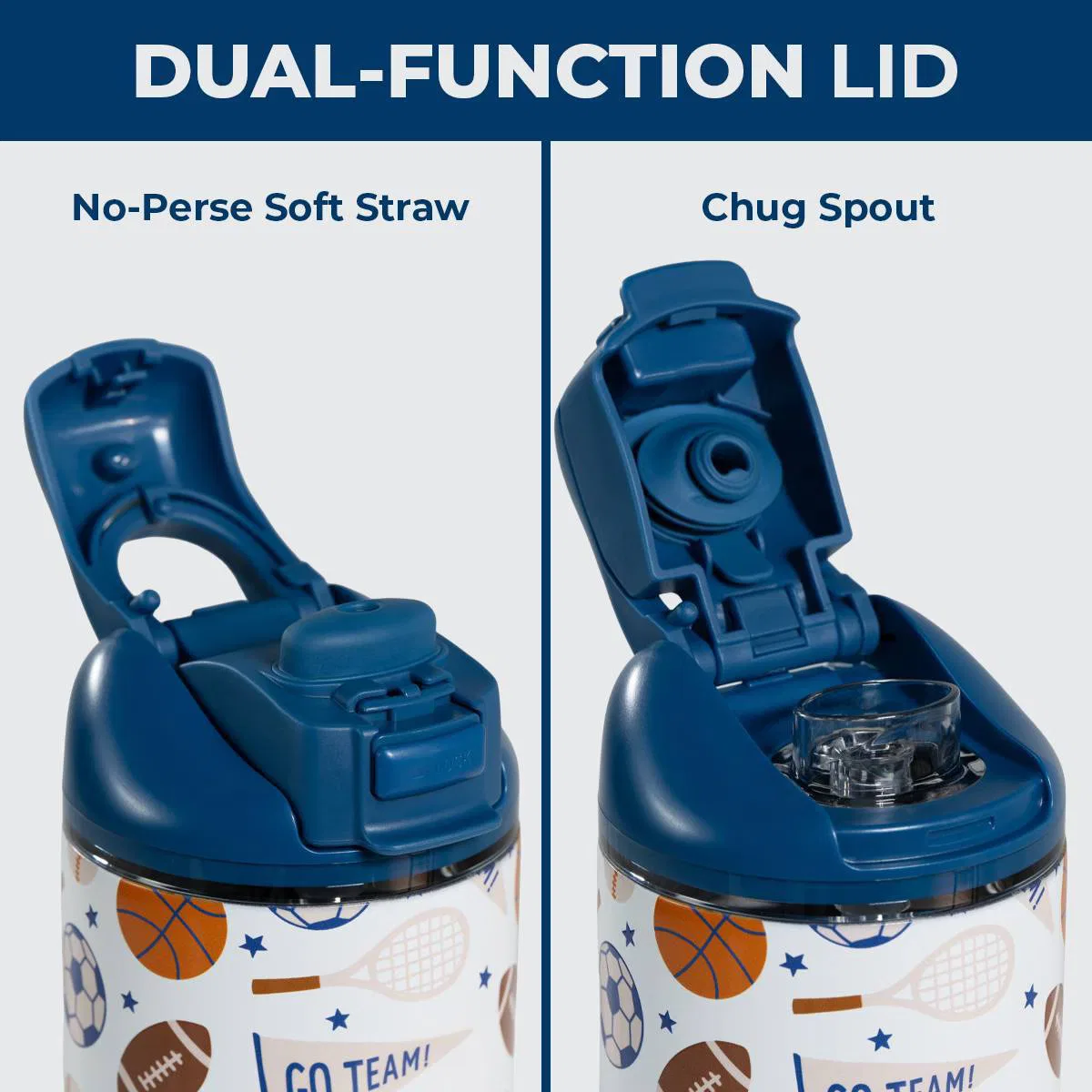 Детская бутылка для воды 0,4 л с трубочкой и поильником Ease2o HydroJug, All Stars — фото 3