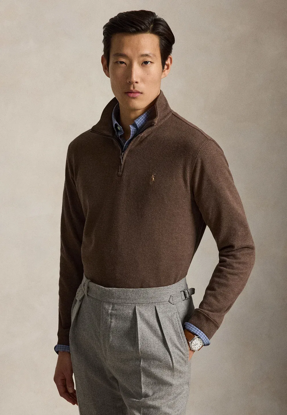 Толстовка с застежкой-молнией до середины груди Polo Ralph Lauren, Nutmeg Brown Heather
