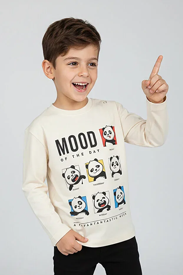Детские свитшот для мальчиков с принтом Panda Mood Dmb, Nude Color